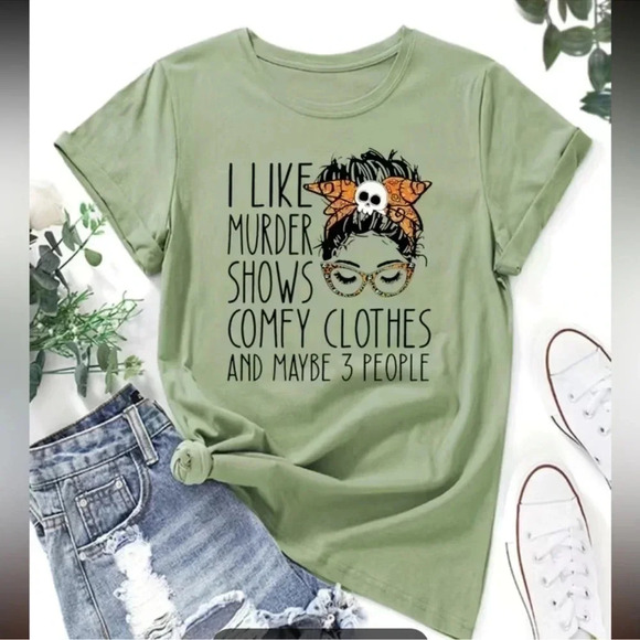 1 LEFT! Cute Graphic T Shirt I Like Murder Show & Comfy Clothes - Picture 1 of 7